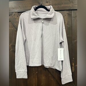 NWT Athleta Light Gray Quarter-Zip Top